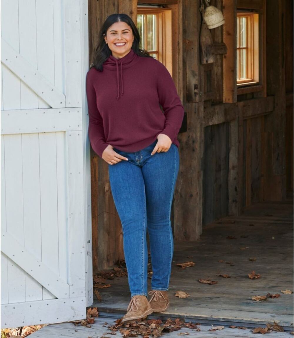 LL Bean Women's Maroon 100% Cashmere Funnelneck Sweater Pullover XS
